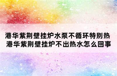 港华紫荆壁挂炉水泵不循环特别热 港华紫荆壁挂炉不出热水怎么回事